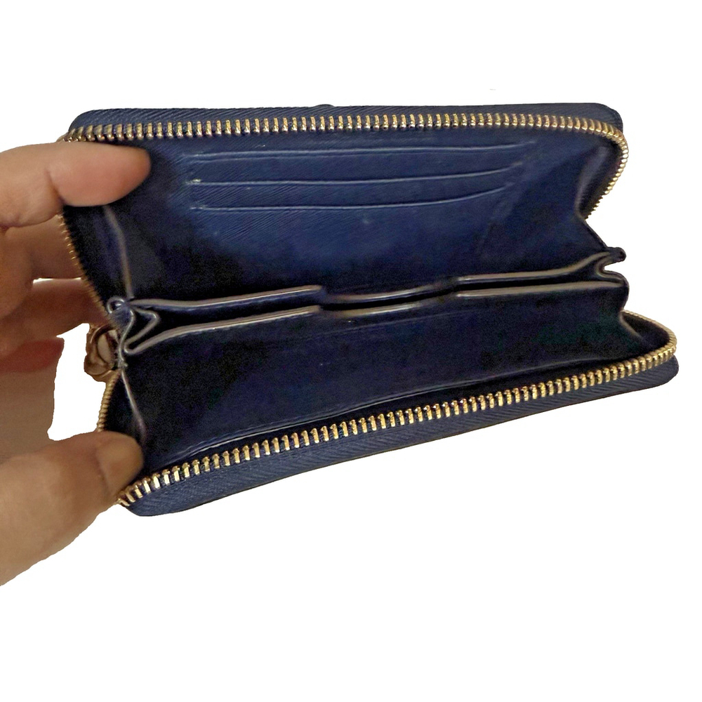 Michael Kors Navy and Gold Studded Grayson Wristlet Small Clutch - Picture 12 of 15
